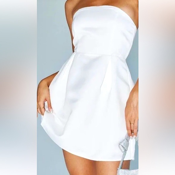 Princess Polly White (Size 12) Strapless Spader Corset After-five Mini Dress - Picture 1 of 12